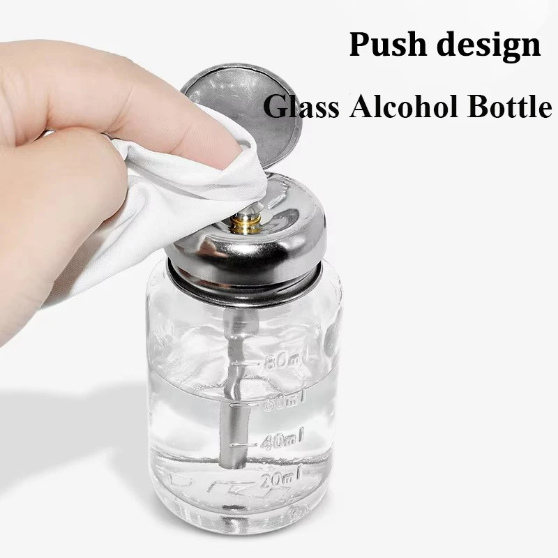 

80ML Anti-Corrosion Manual Pump Dispensing Bottle. Press-Type Glass Alcohol Bottle