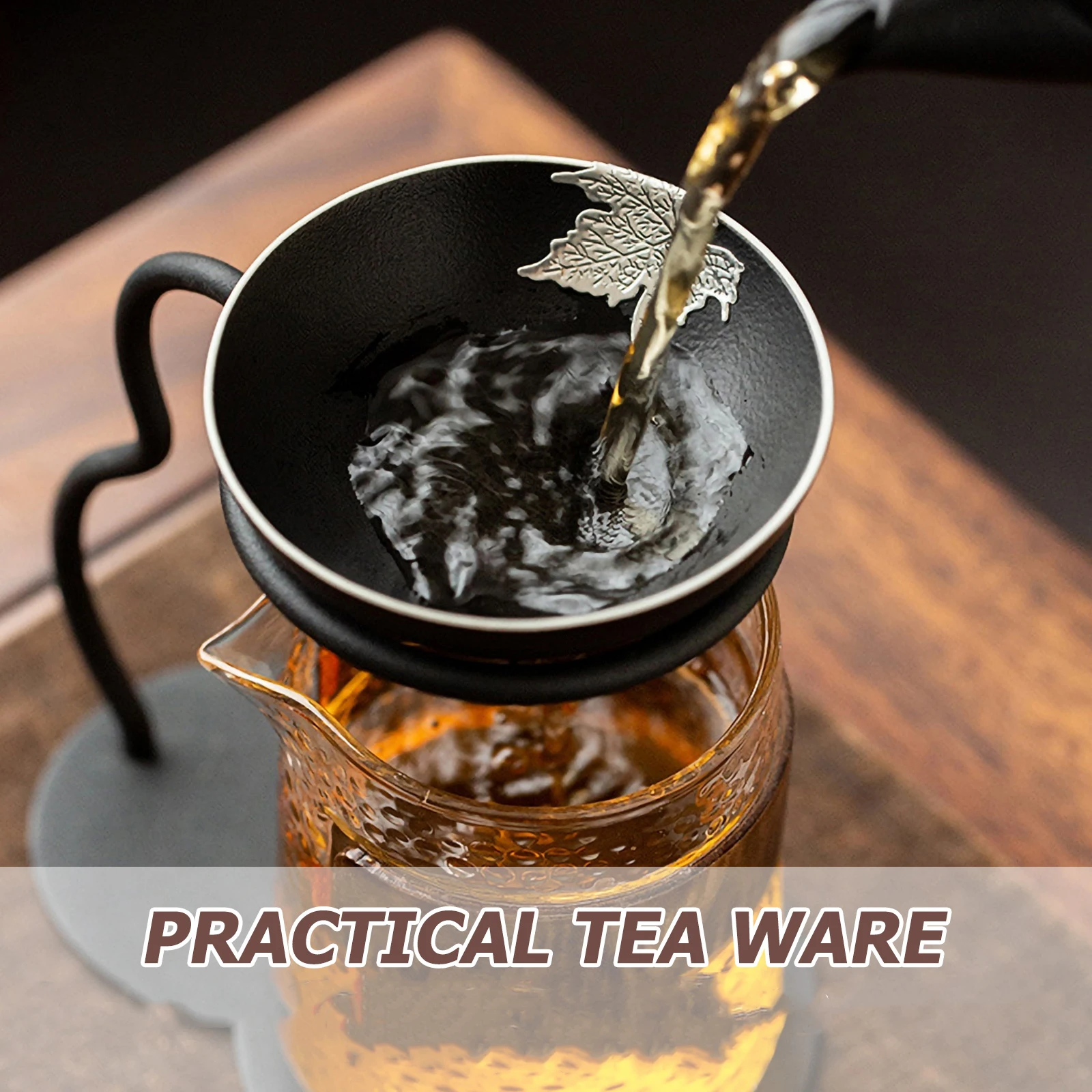 

Ceramic Tea Set Smooth Practical Home Use Japanese Style Decorative Residue Filter Iron Material Strainer Reliable Bowl