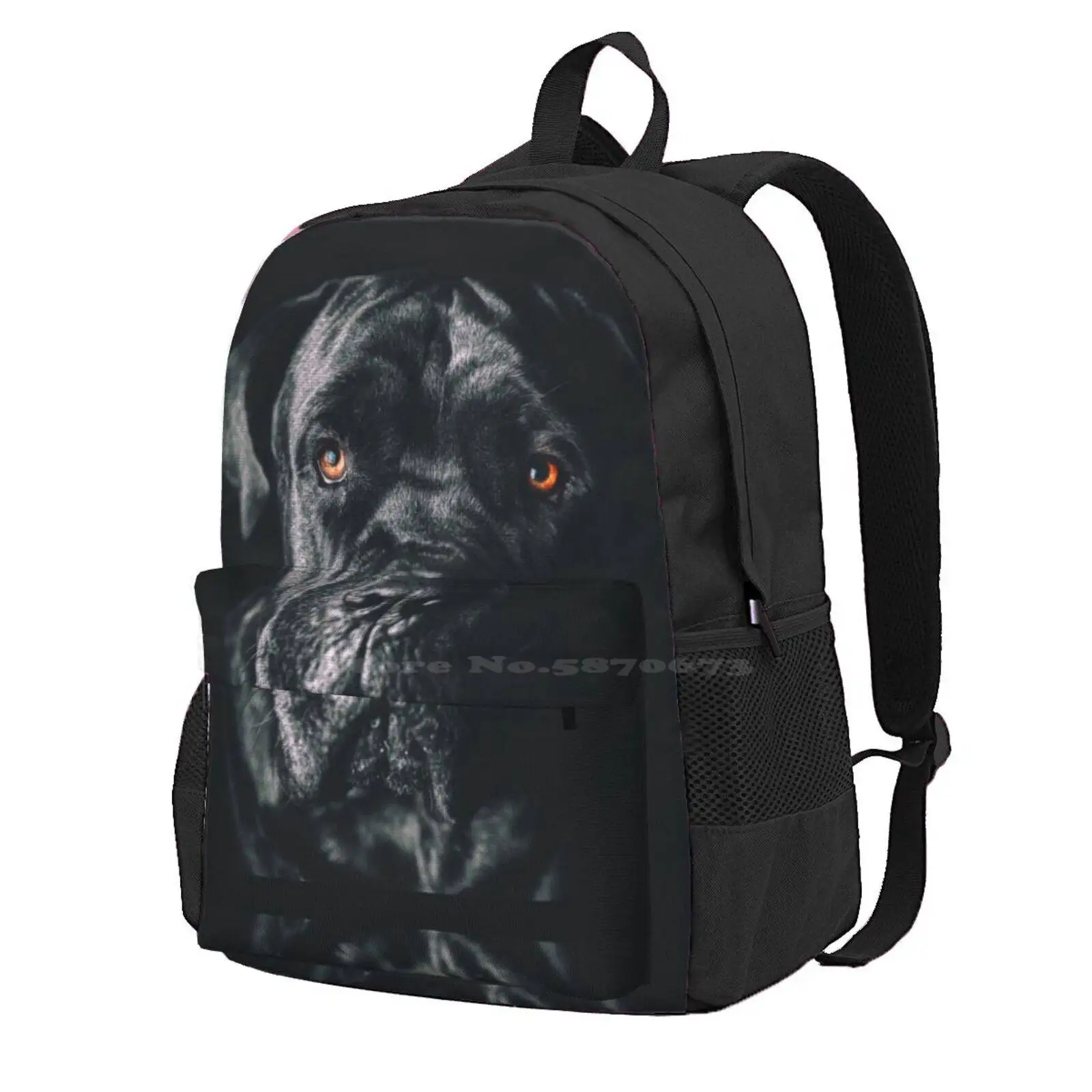 The Art Of Dog Cane Corso - Italian Mastiff Hot Sale Schoolbag Backpack Fashion Bags Black And White Dark Background Eye