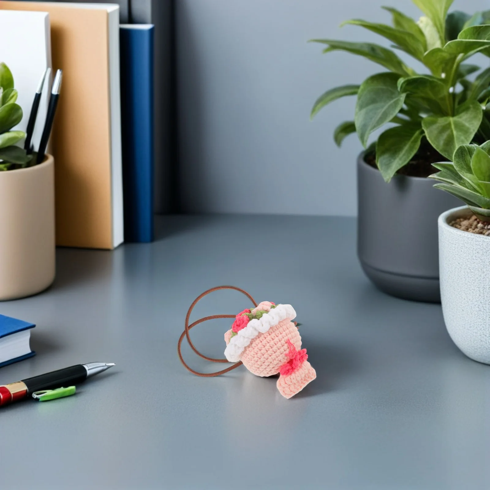 

Crochet Flower Hanging Accessories Kawaii Rearview Mirror Decor Cute Floral Kawaii Car Accessories Interior Gift Car