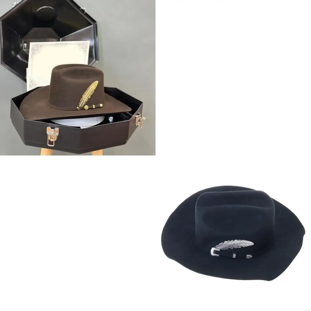 

Woven Belt Hat for Formal Event All Matching Panama Hat Stage Performers Fedoras Adult Winter Warm Wool Hat for Party Y166