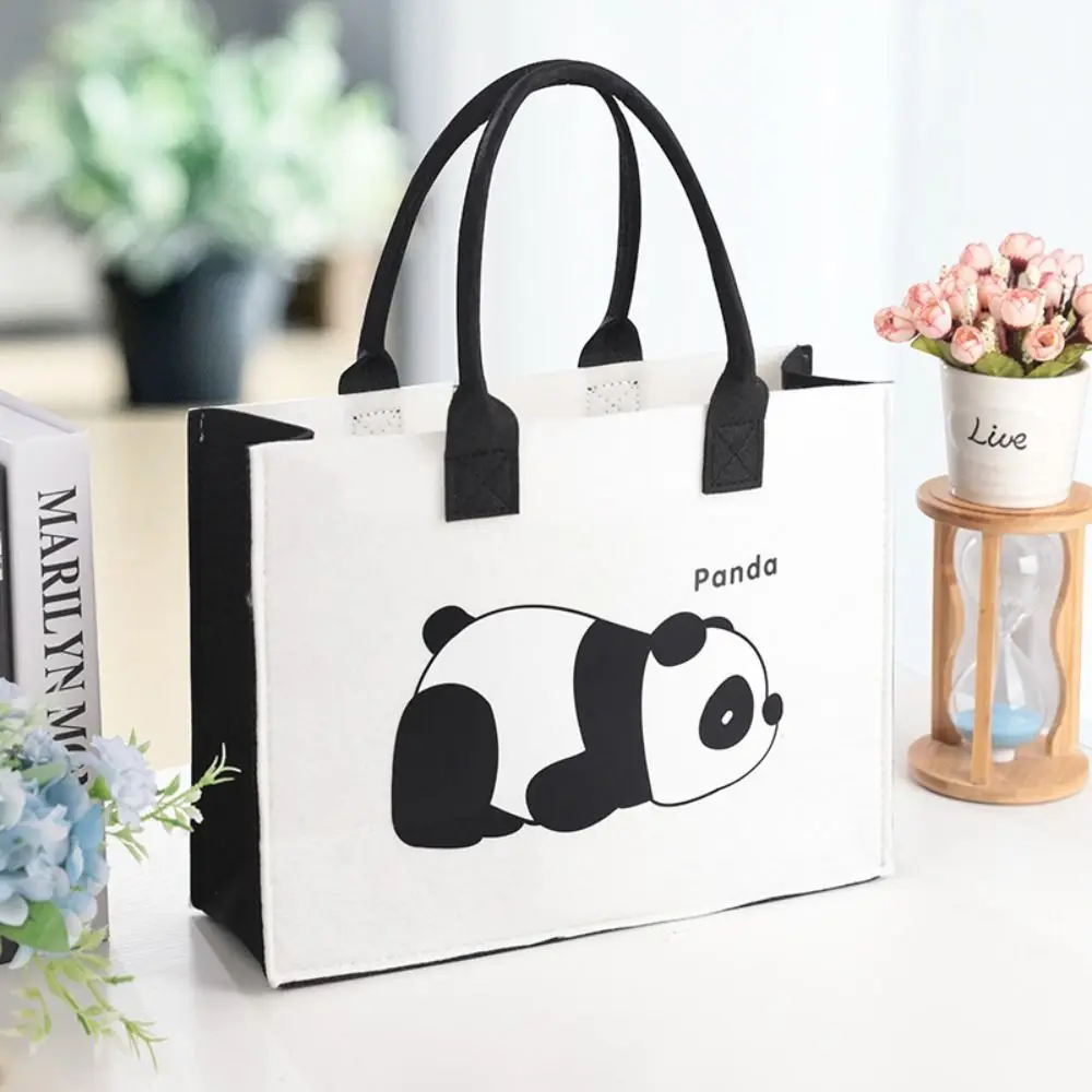 

Portable Felt Handbag Casual Multifunctional Cartoon Panda Shoulder Bags Phone Bag Ladies