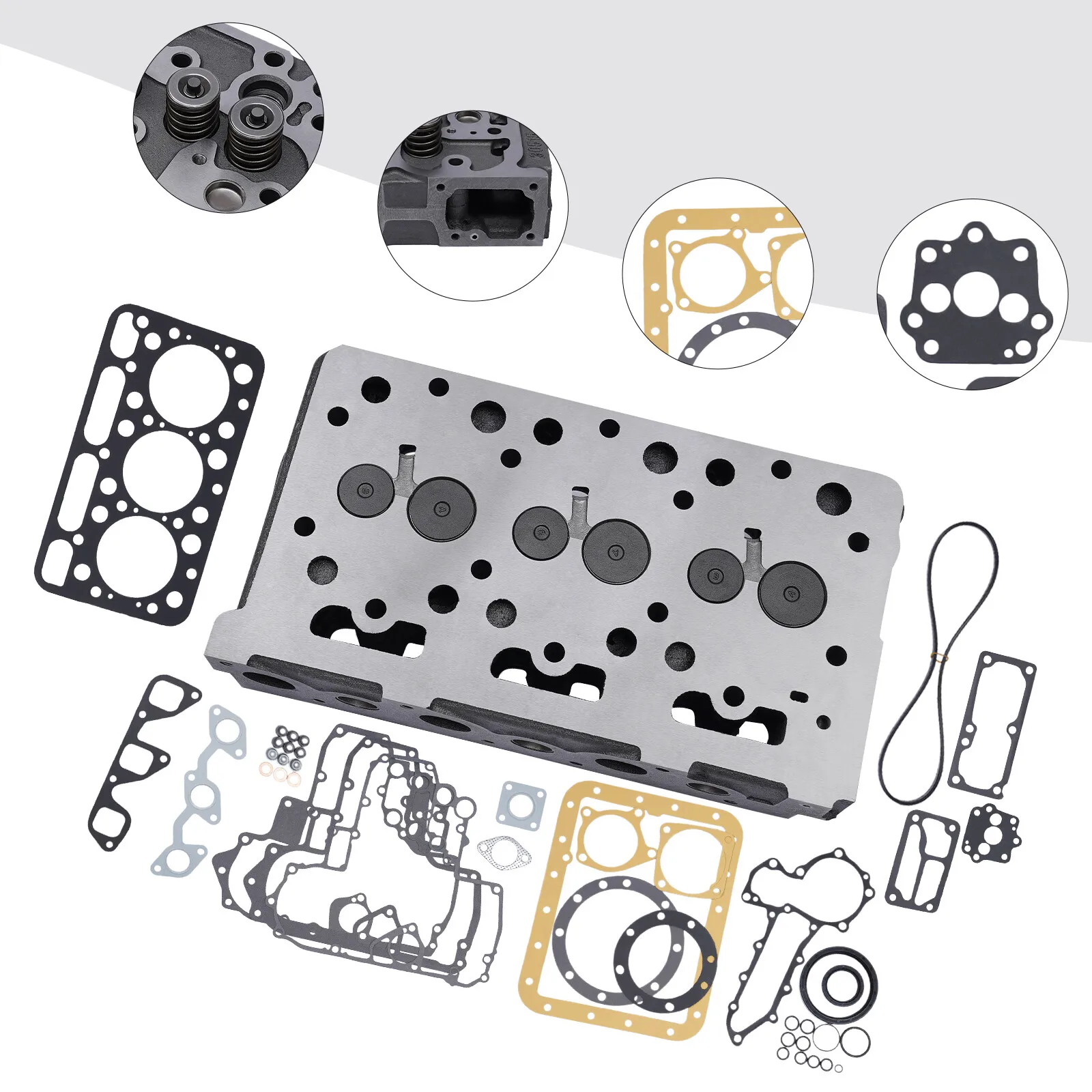 

Complete Cylinder Head Set with Valves Spring for Kubota KH91 Excavator High Durability