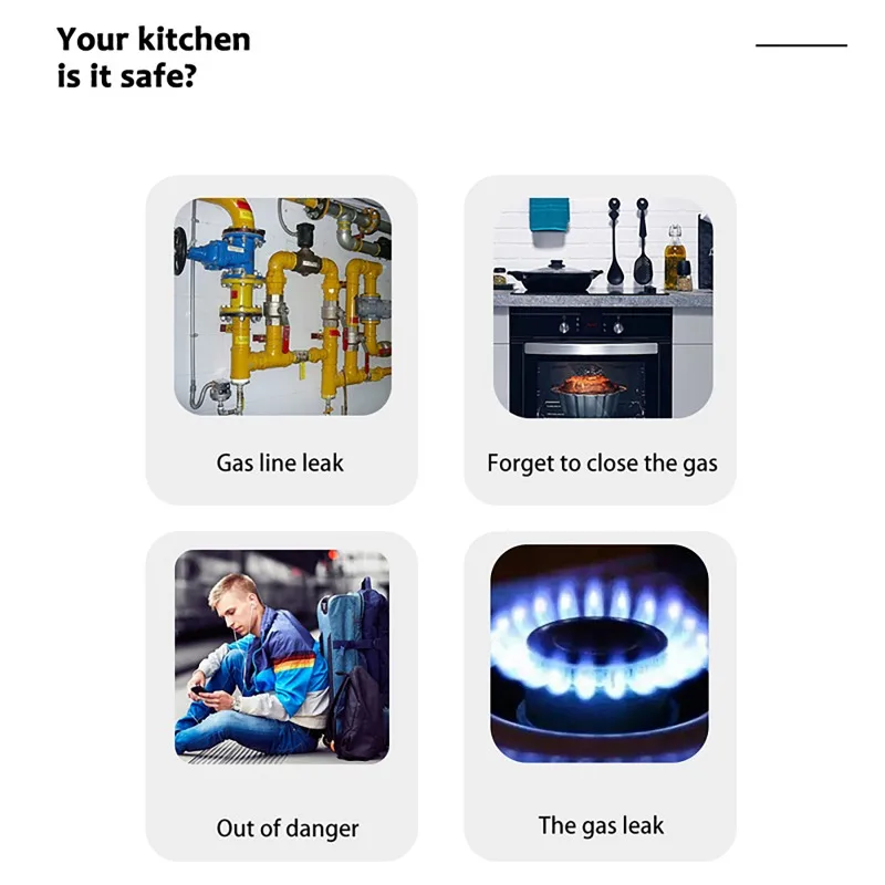 Fuga inteligente Wifi con función de temperatura detectores de Gas Combustible con información de vida inteligente empuje para sistema de alarma de casa