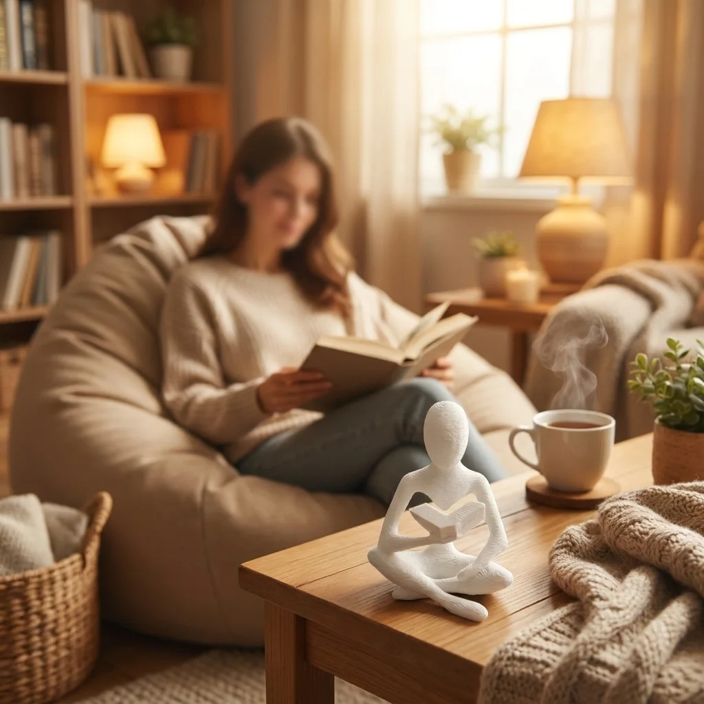 Minimalist Reader Art Statue 3D Printed Home Living Room Bedroom Decor Craft