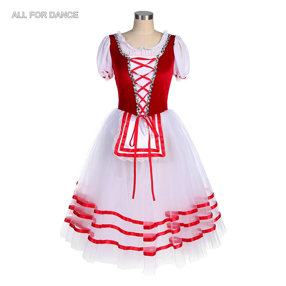 

20008 красный бархатный лиф, длинная балетная пачка для девочек и женщин, сценический балетный костюм, танцевальная пачка, романтическая пачка