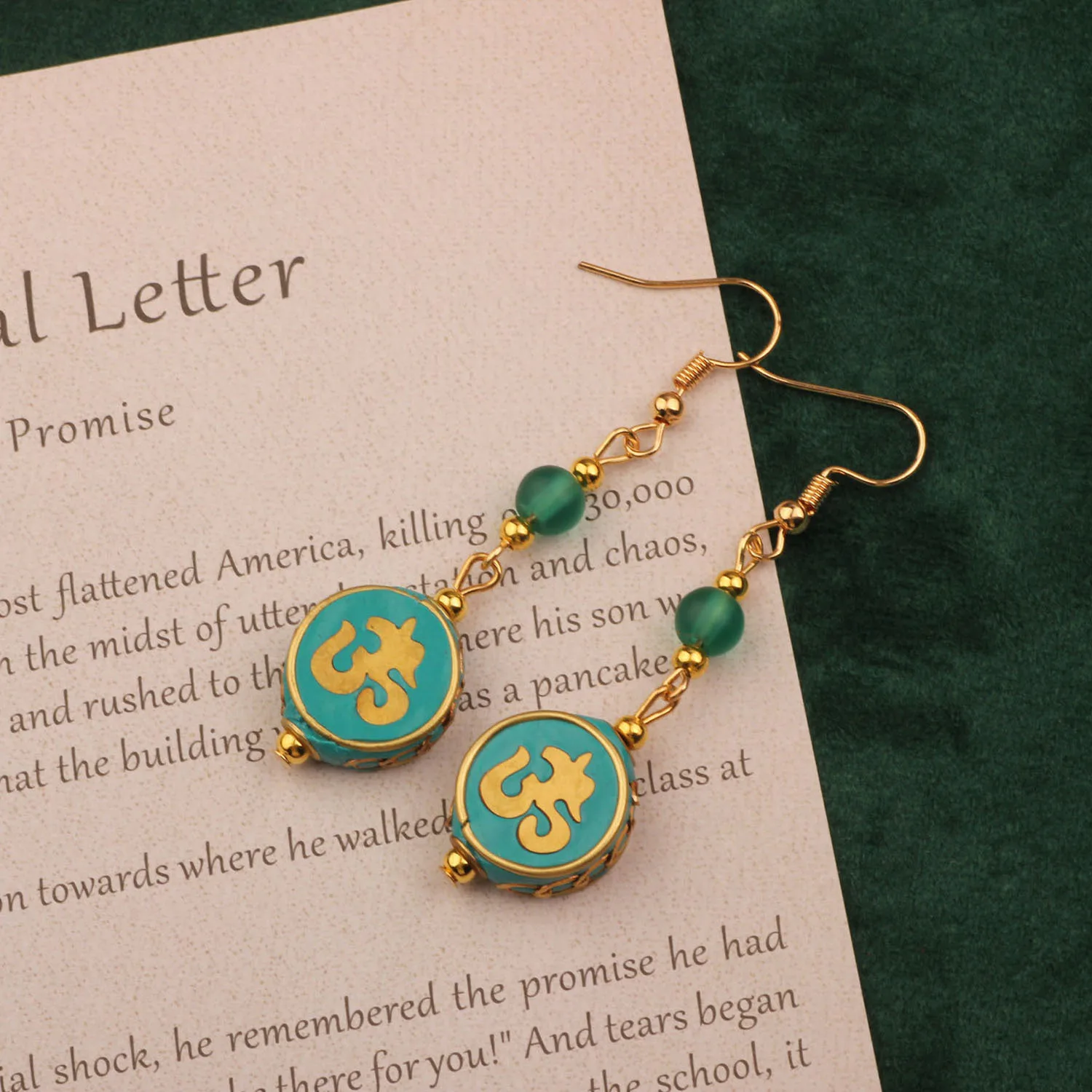 Boucles d'Oreilles Simples Faites à la Main, Bijoux Ethniques, Tibétains, Vintage, Reconditionnées