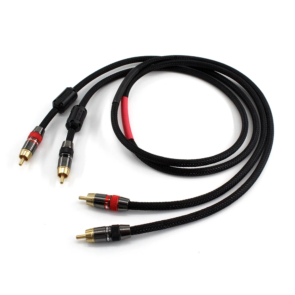 

2pcs/pair HiFi RCA Cable Digital CARNARE L-4E6S Audio Cable W/ Dual Magnetic-Ring