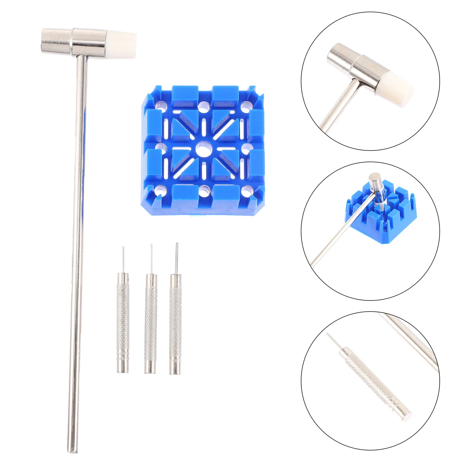 

1Set Watchband Repair Kit Durable Alloy Plastic Strap Holder Removal Watch Pin Punch Hammer Tools Watchband Repair Kit