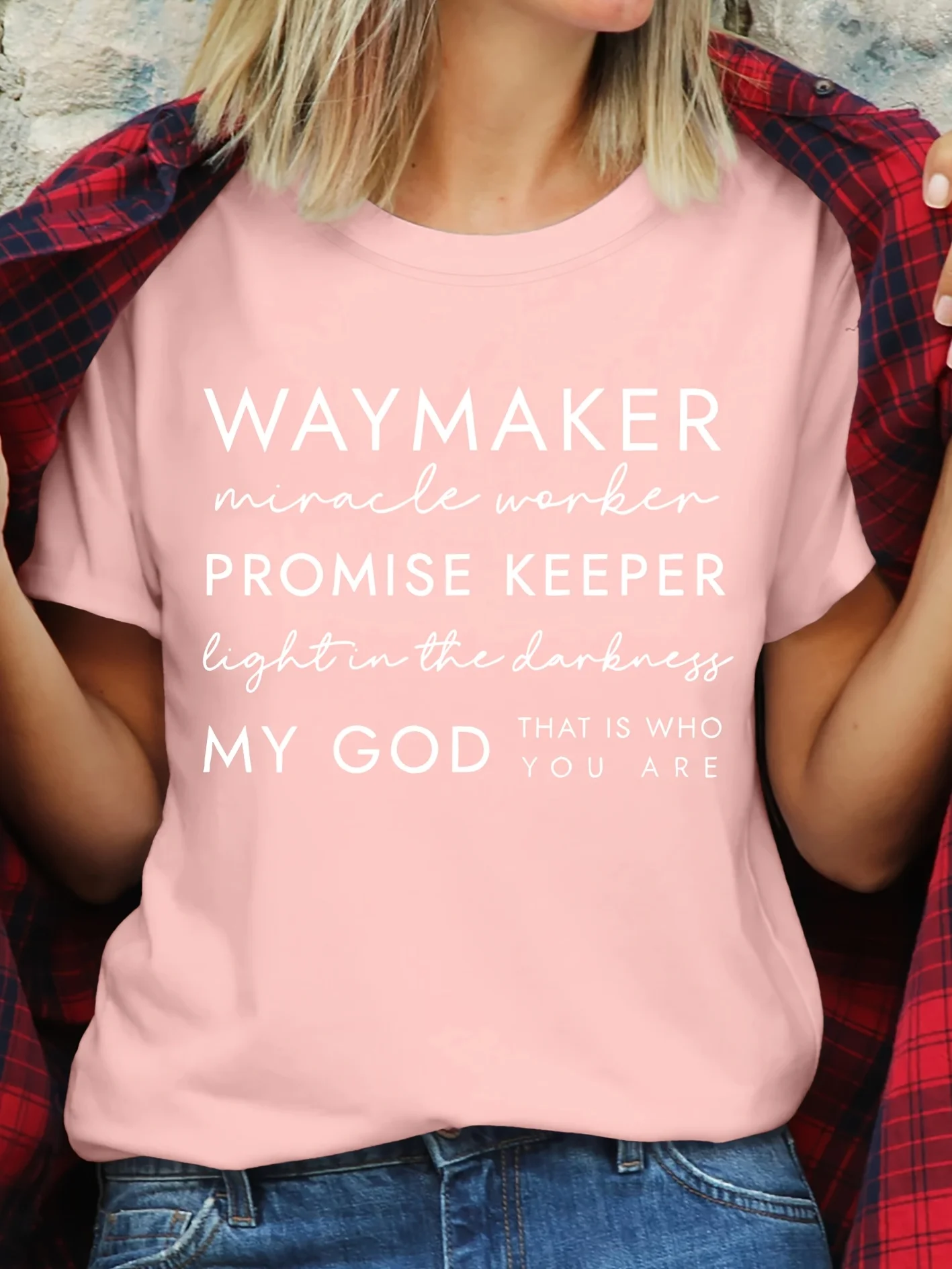 Women's T-shirt WAYMAKER Miracle Worker PROMISE KEEPER Printed Round Neck Skin Friendly Soft Breathable Daily Women's Top
