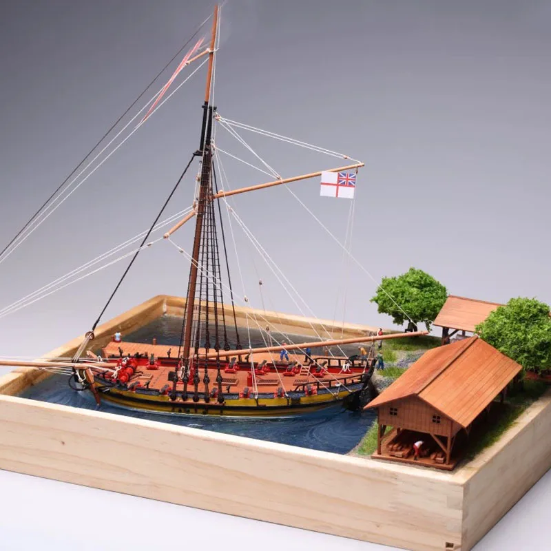 1/96 Ancient Sailing Ship Scene Model Kit Alert Ship Model Kit Toy Ornaments Port Model Gift DIY Handmade Kit