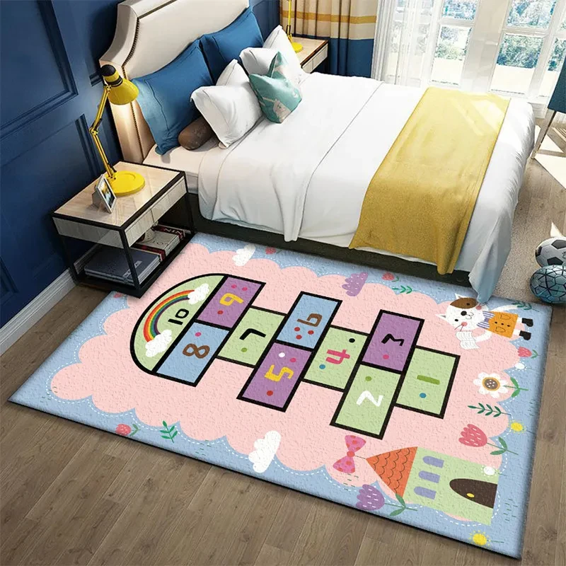 Soft Hopscotch Numbers Carpet Floor Mat Non-Slip Boys Girls Toddler Educational Runner Area Rug for Playroom Bedroom Classroom