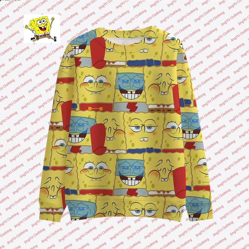 

Patrick Star and Spongebob Squarepants Animation Print 2023 New Autumn Street Fashion Casual Tops Round Neck Children's Pullover