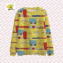 Patrick Star and Spongebob Squarepants Animation Print 2023 New Autumn Street Fashion Casual Tops Round Neck Children's Pullover