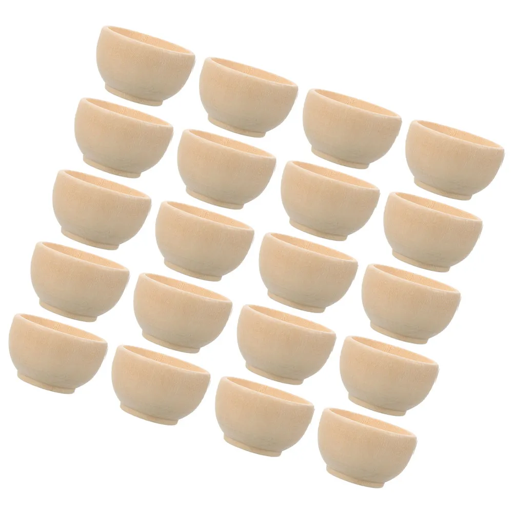20Pcs Paintable Wooden Bowls Small Unpainted Craft Bowls for DIY Home Decor Autumn Wedding Favors Rustic Table Setting Craft