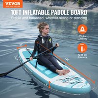 VEVOR 10/10.6ft Inflatable SUP Board w/Kayak Seat - Full Kit Includes Pump, Paddle, Backpack, Leash for Adults & Youth