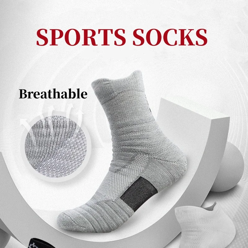 6Pairs/Lot Men's Sports Cotton Socks Non-slip Absorbent Breathable Mid-tube Socks Outdoor Football Basketball Compression Socks