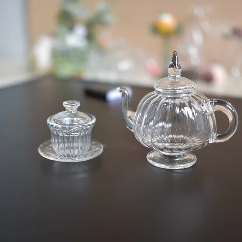 Миниатюрный стеклянный чайный набор для кукол