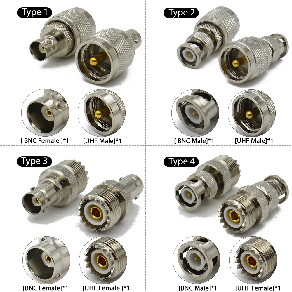 UHF Male To BNC Female Adapter RF Coax Connector Copper Nickel Plated  RF Coaxial Wire Connector  for Antenna WiFi Radio