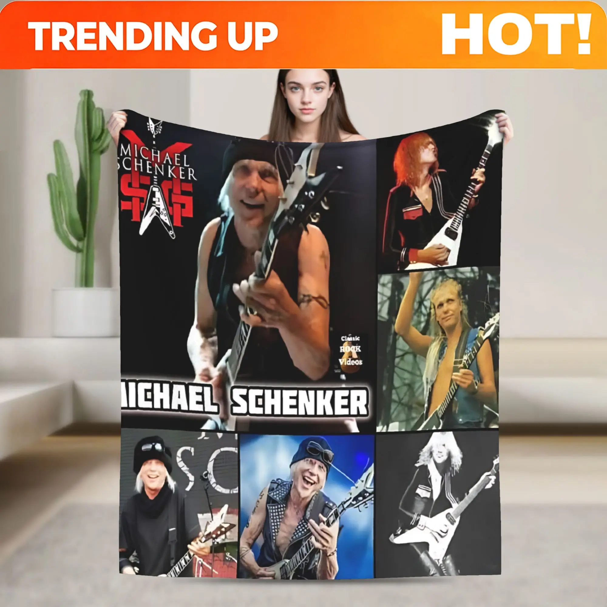 Customize Happy 70Th Birthday Michael Schenker Flannel Blanket | Comfortable And Eye-Catching, Ideal For Living Room, Office, Ho