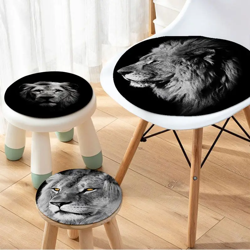 

Black And White Animal Lion Modern Minimalist Style Seat Pad Household Cushion Soft Plush Chair Winter Office Sofa Decor Tatami