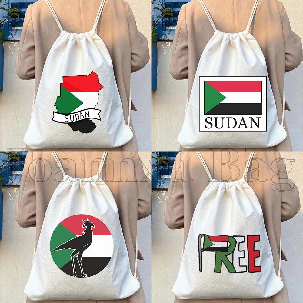 

Sudan Flag Map Sudanese Patriotic Gifts Nubian Pyramids Canvas Drawstring Bags Soccer Backpack Sackpack String Bag Sports Yoga