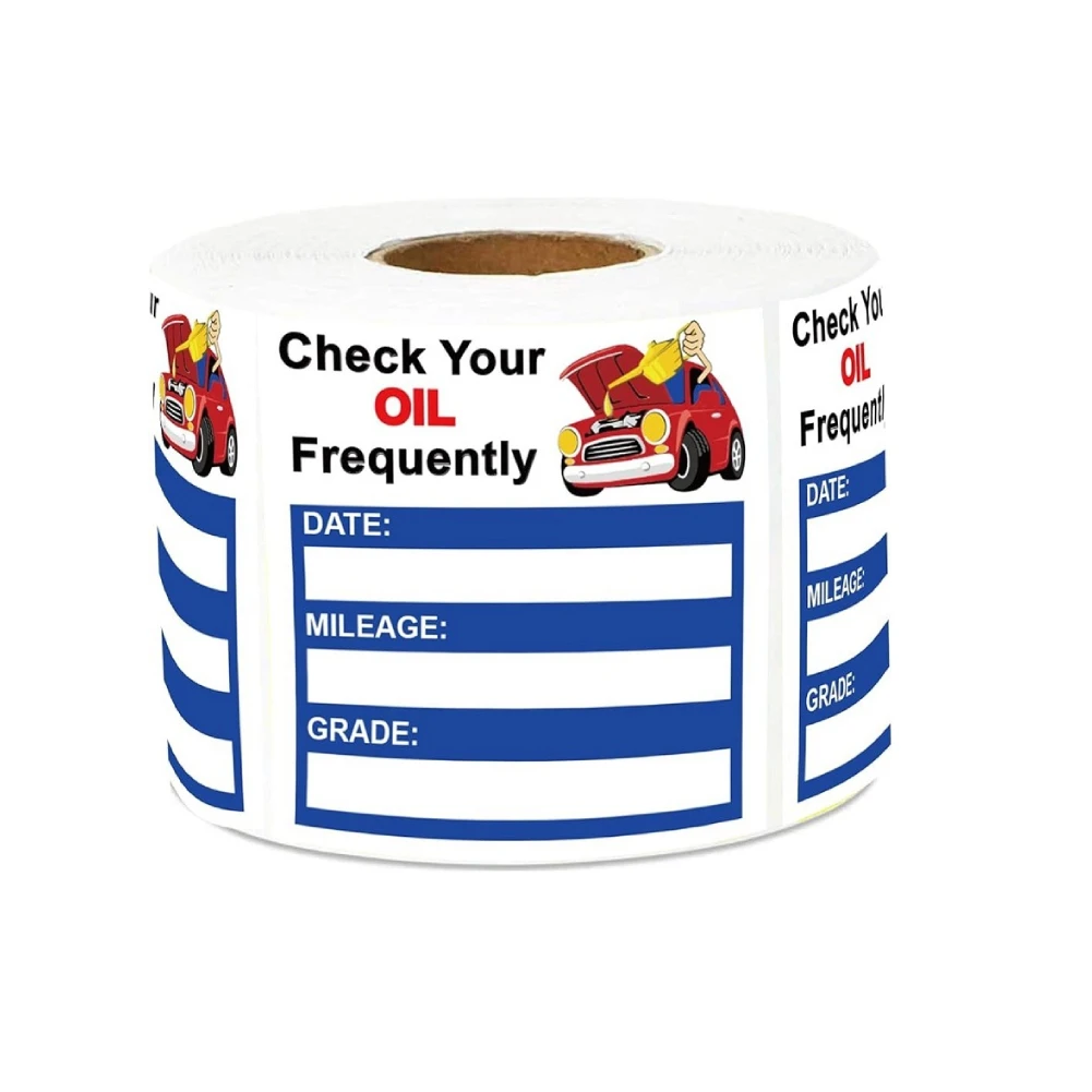 1 Roll Car Oil Change Reminder Stickers 150 Sheets Car Service Stickers 12x7x5CM Rectangle Adhesives Maintenance Reminder Labels