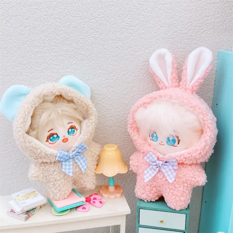 Doll Clothes for 10cm Idol Cotton Doll Outfit Accessories Kawaii Cartoon Fluffy Animals Cat Bear Suit Elk DIY Clothing Kids Gift