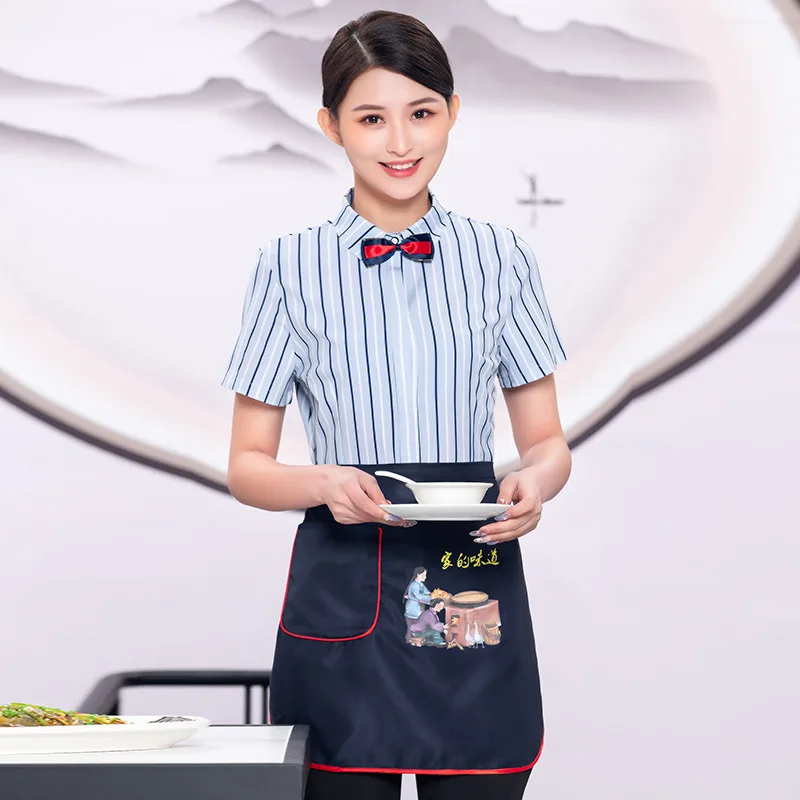 Dining Waiter Workwear Short Sleeve Women's Summer Thin Breathable Chinese Restaurant Restaurant Hot Pot Restaurant Tea House Cl