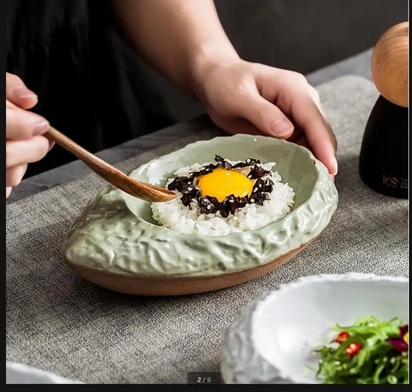 

Irregular Ceramic Dinner Plate Dining Room Tableware Sashimi Disc Cold Dish Dessert Fruit Plates Salad Bowl Dim Sum