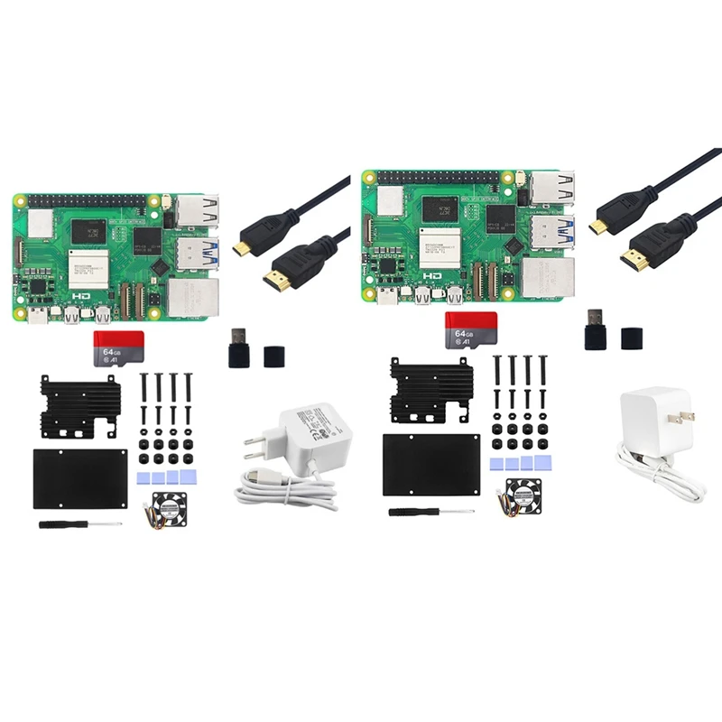 For Raspberry Pi 5 4G Development Board+Aluminum Alloy Case Kit BCM2712 2.4Ghz Videocore VII Pcie 2.0 Durable Easy Install