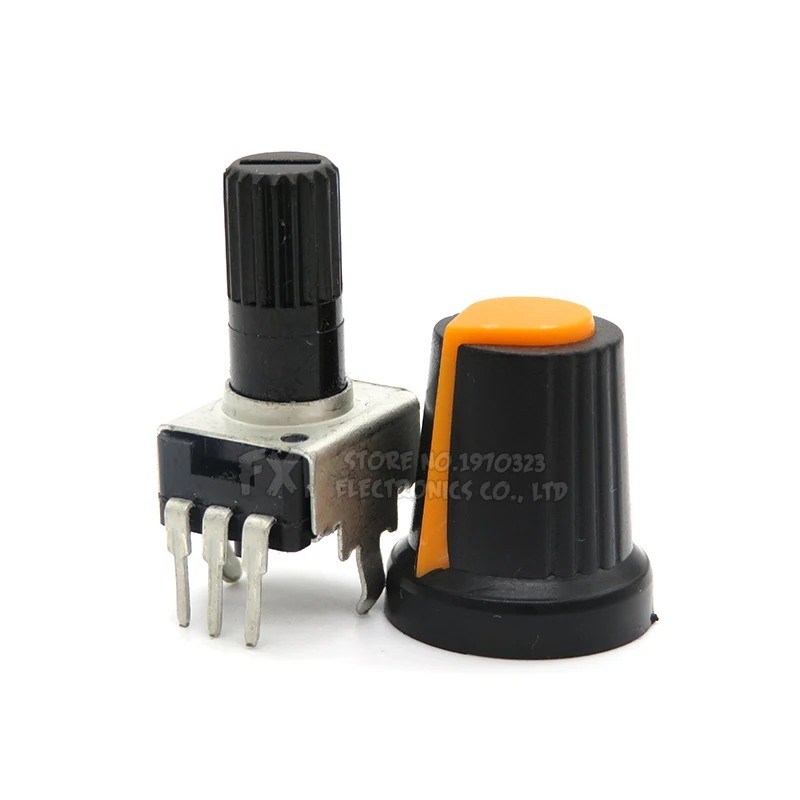 5Set=10PCS RV09 Vertical 1K ~ 500K Ohm Adjustable Resistor  3pin Seal Potentiometer for Arduino with knob Orange cap (5PCS+5PCS)