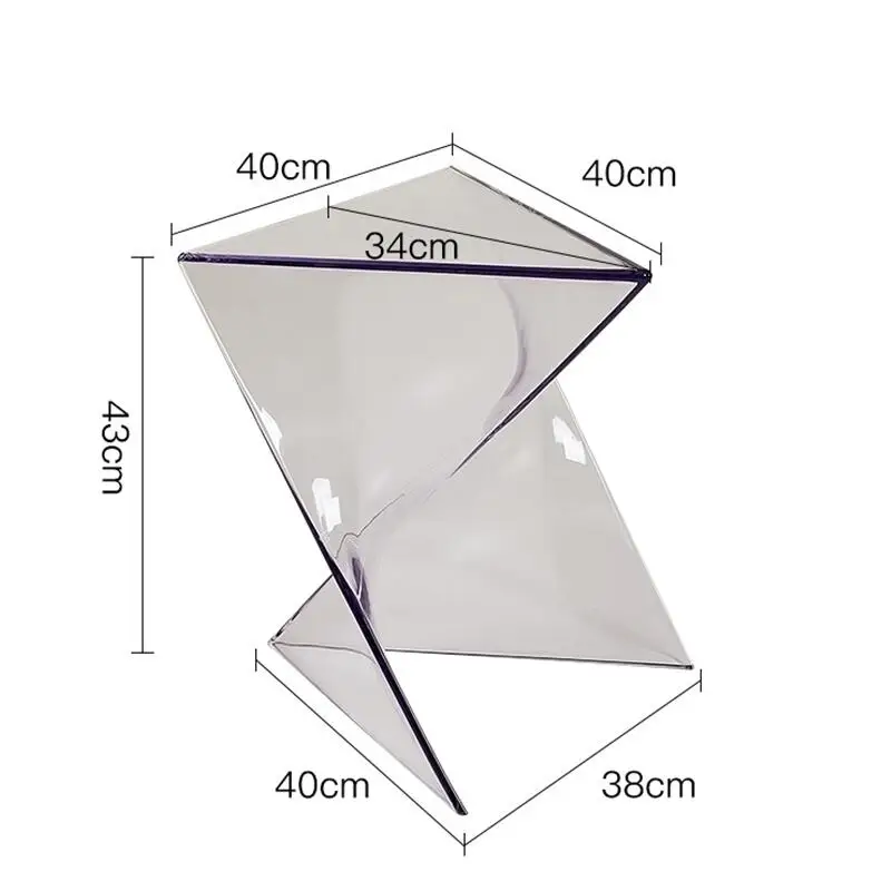 Meja samping akrilik bening tidak beraturan, meja kopi minimalis geometris meja Sofa transparan ujung meja ruang tamu Modern