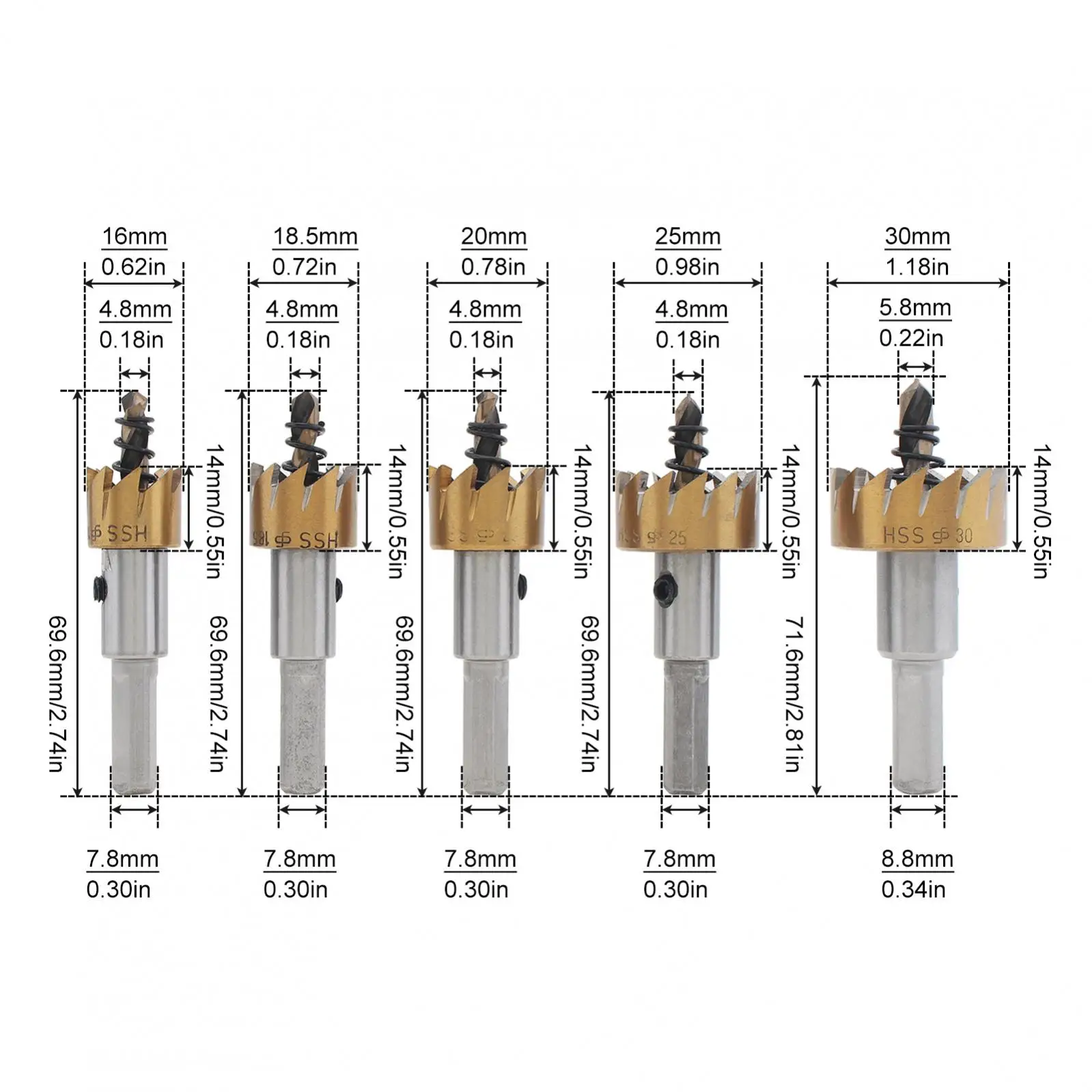 5pcs/set Drill Bit Hole Saw Titanium Plated Hole Opener Kit M35 HSS Hole Opener Kit for Processing