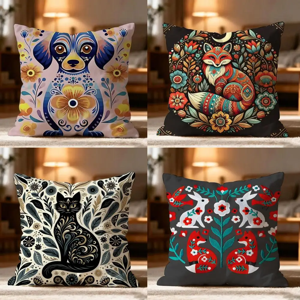 Animal And Natural Floral Prints Pillow Case Cushion Cover Soft Washable Pillow Case Multi-Scene For Couch Bed Travel Office Use