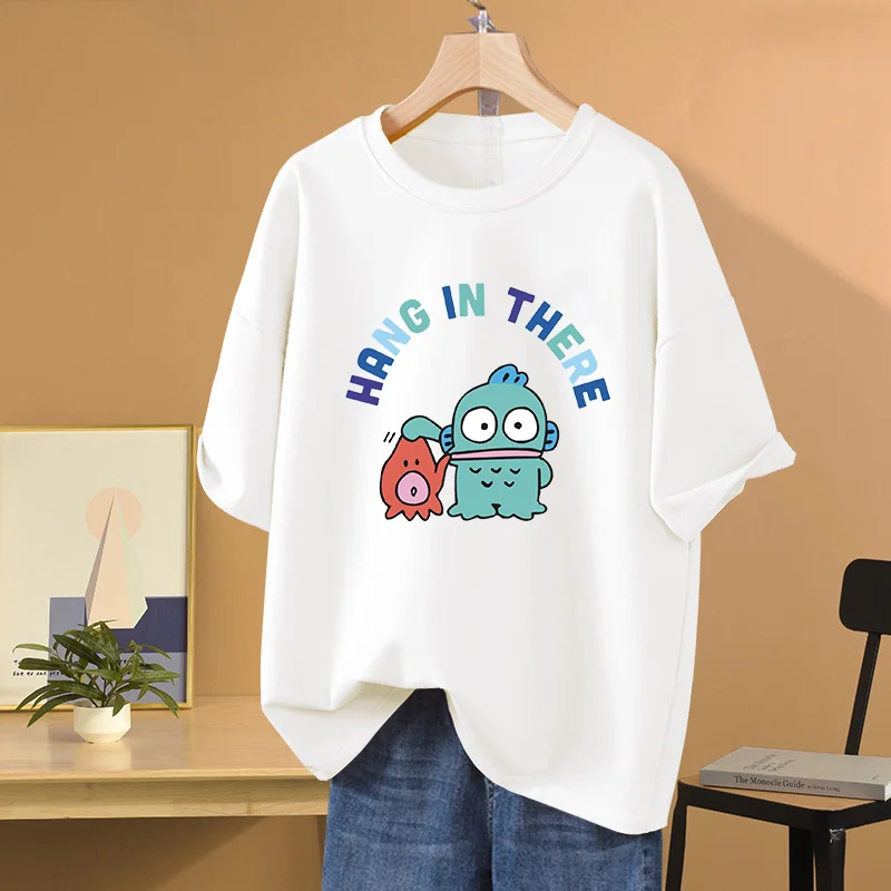 Sanrio Hangyodon Men's and Women's printing T-shirt men and women casual street sports student couple T-shirt