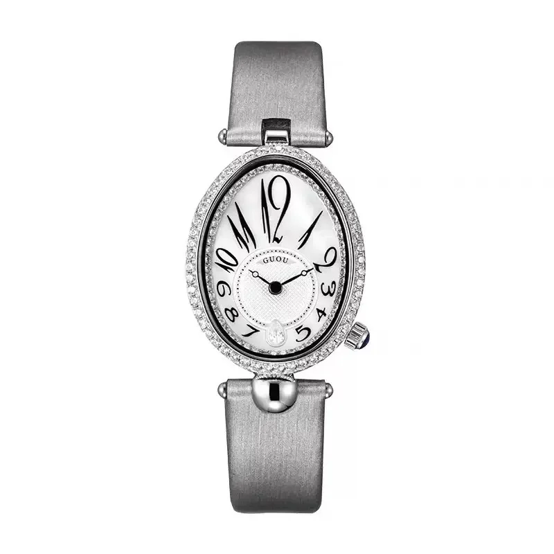 New oval-shaped watch with a simple and elegant design, a stylish quartz watch for women. A perfect gift for ladies.