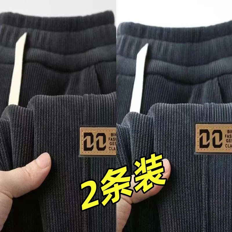 

Мужские зимние вельветовые повседневные брюки свободного кроя, теплые брюки-карго с флисовой подкладкой, отворотами на манжетах, модные, универсальные