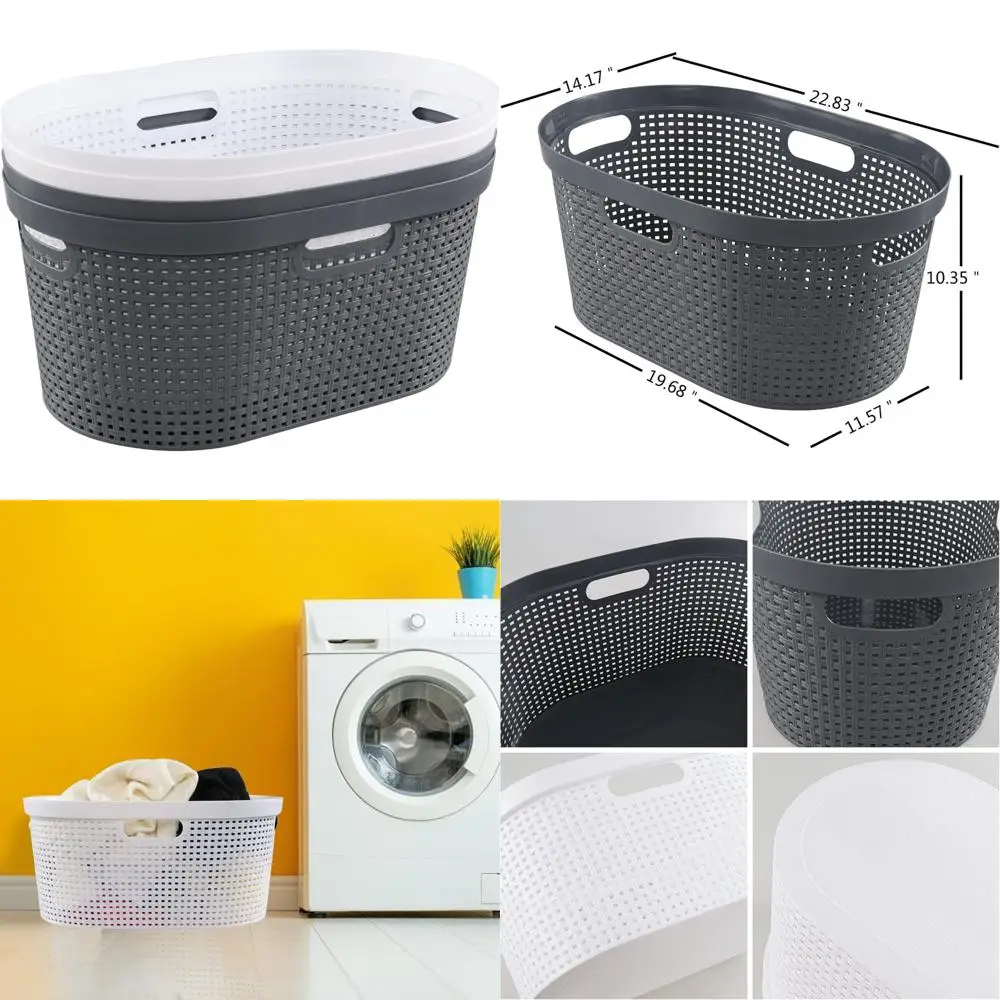 

Набор из 4 корзин для белья, большие пластиковые корзины емкостью 40 л с удобными вырезанными ручками для домашнего использования