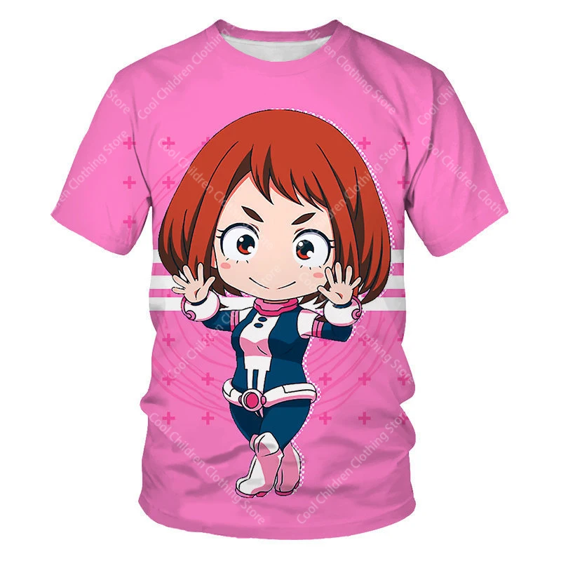 My Hero Academia Summer Boys Girls  Short Sleeve Clothing for Tee Cute casual fashion Parent Child Clothing Short Sleeve T-shirt