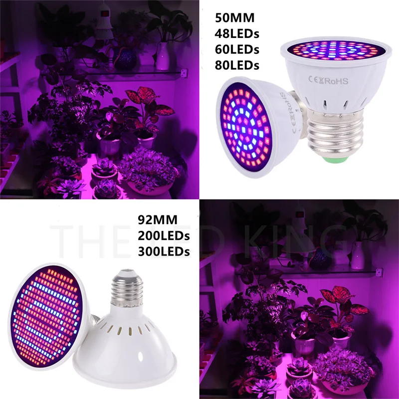 1- 10 pces phyto lâmpadas e27 led espectro completo cresce a luz lâmpadas led mudas 48 60 80leds b22 planta lâmpada crescente para estufa