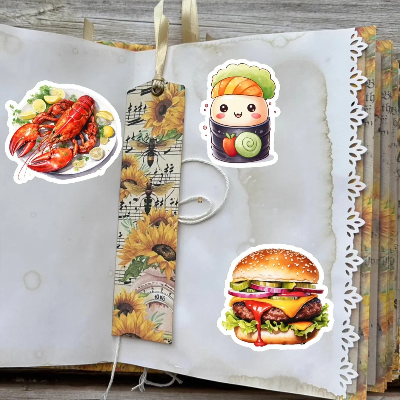 19pcs  Delicious food, hamburger, Stickers Funny Decoration DIY Scrapbooking Journal Phone Diary Album Planner  stationery