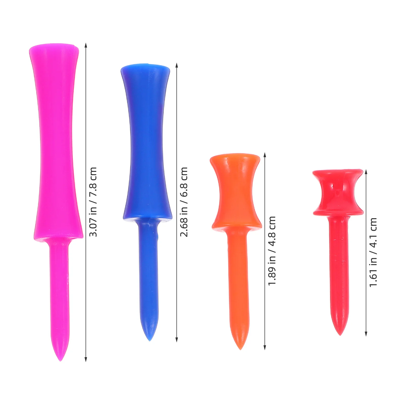 40pcs Golf Tees Set 4 Sizes 78Mm 68Mm 48Mm 41Mm Step Design Plastic Castle Tee Training Lightweight Durable Tees