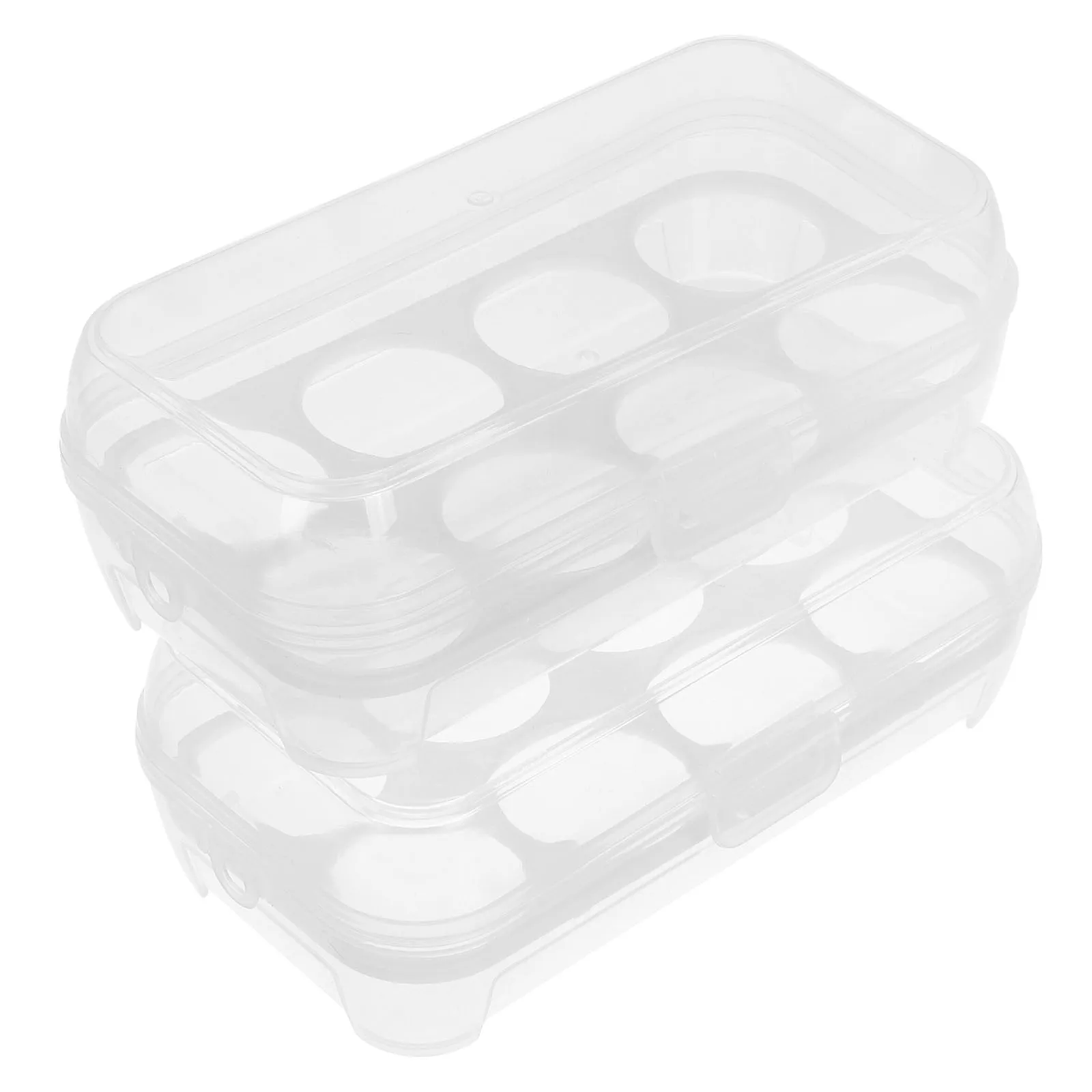 

2Pcs Egg Storage Box Clear Plastic Shockproof Portable Egg Holder for Refrigerator Camping Organizer Tray with Lid