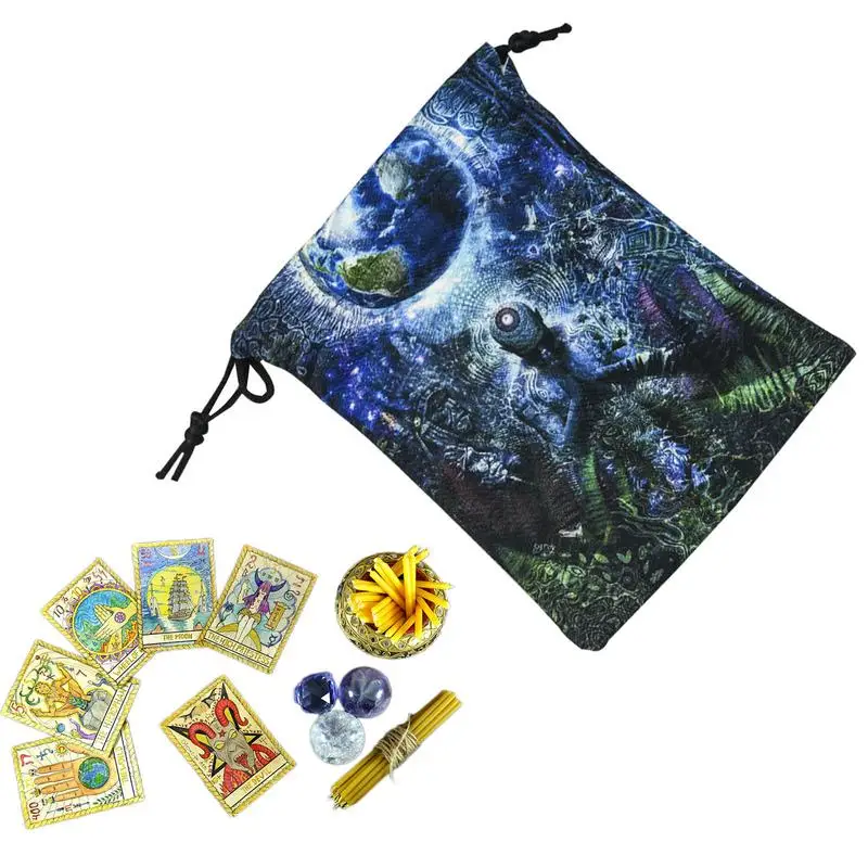 

Double Sided Print Tarot Card Storage Bag Board Game Drawstring Tarot Bag Tarot Card Holder Bag Pouch For Tarot Enthusiasts