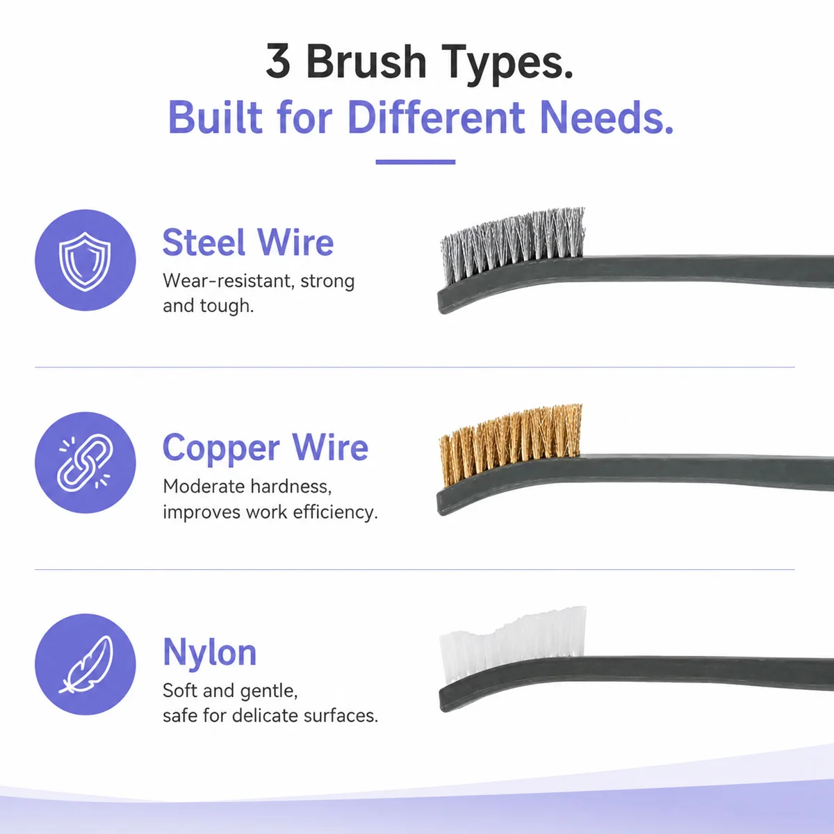 3/4/7PCS Detail Cleaning Tools Double Sided Nylon Brass Wire Brushes And Hook Picks For Rust Removal Car Detailing Gap Cleaning