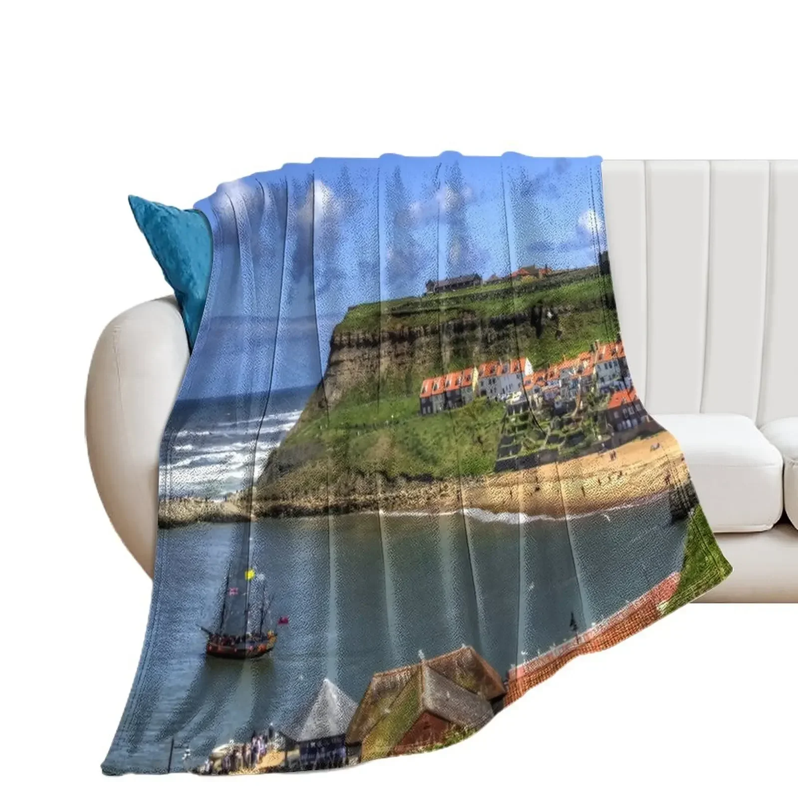 

The Endeavour in Whitby Harbour Throw Blanket Soft Plaid Beach Nap Blankets