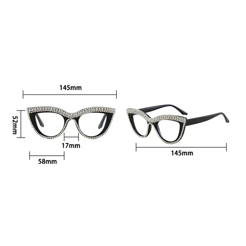 Unisex New Stylish Reading Glasses Men Women Large Blue Light Blocking Eyeglasses Luxury Oversized Cat Eye Far Sight Eyewear