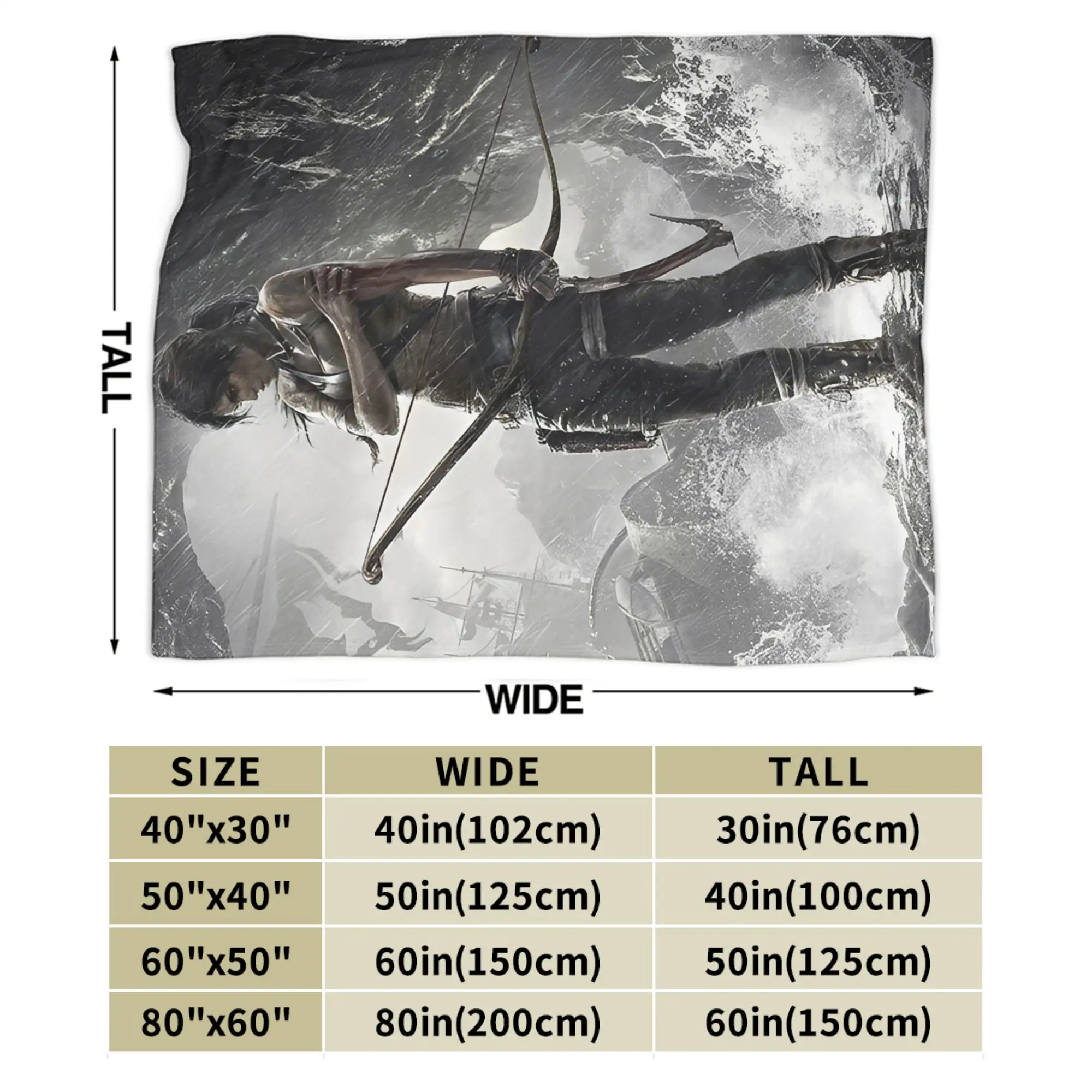 تومب رايدر لارا كروفت البطانيات بقاء لعبة فيديو الفانيلا رمي البطانيات أريكة تتحول لسرير البساط قطعة لينة الدافئة المفرش تنفس #6