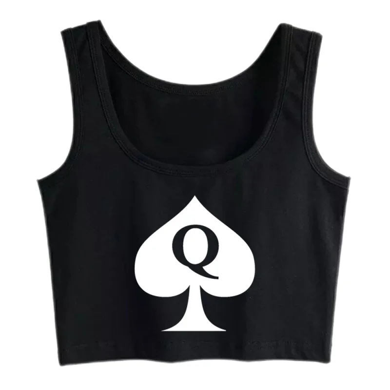 Queen of Spades Graphic Cotton Sexy Crop Top Hotwife Humor Flirting Cheating Tank Tops Swinger Cuckold Naughty Sports Camisole